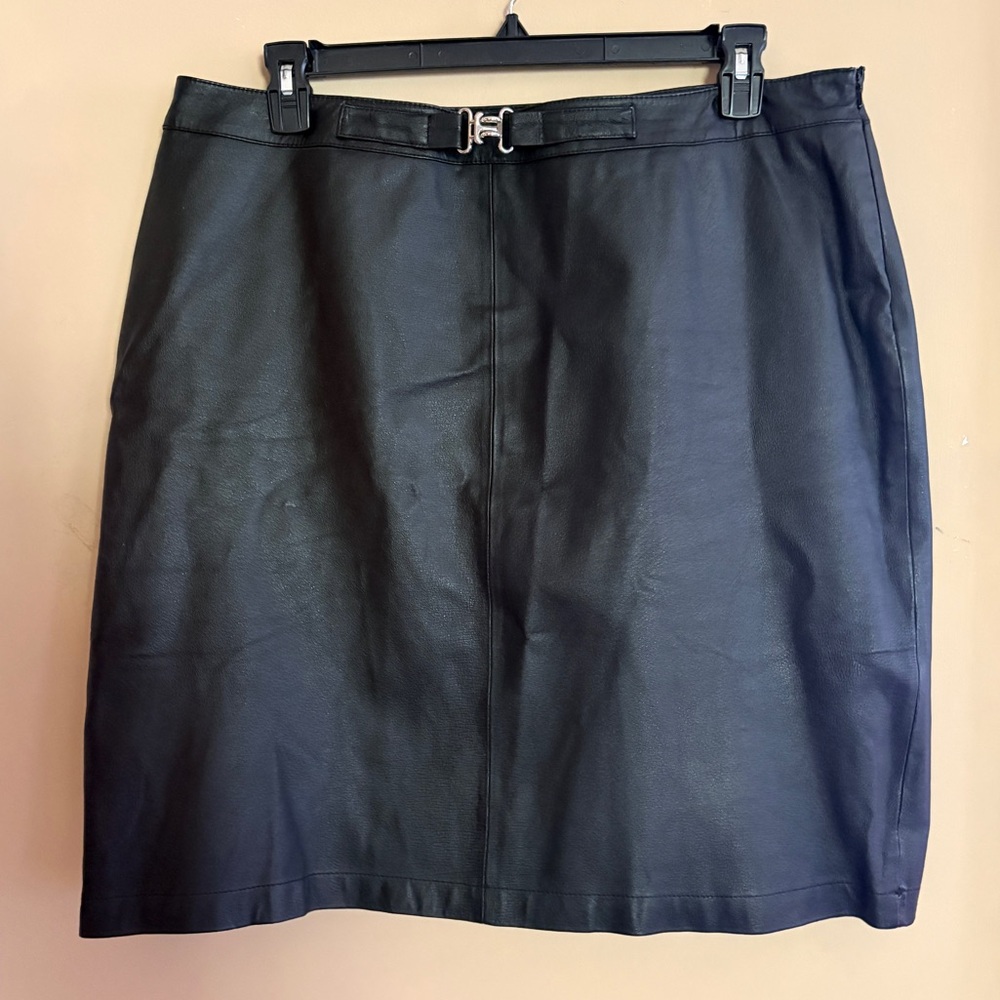 Black Leather A-Line Skirt size 20